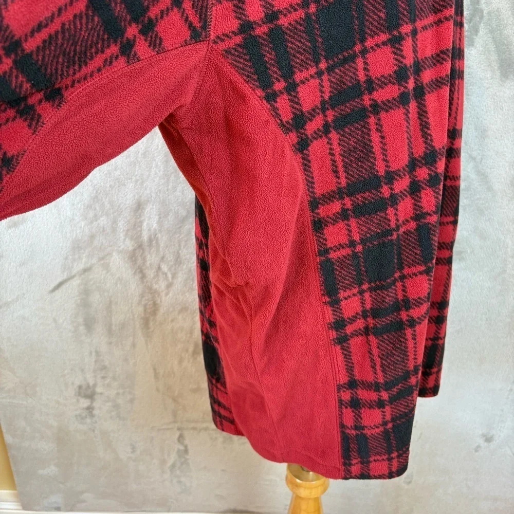 Womens Columbia Pullover Jacket Sz Large Red Black Plaid Quarter Zip